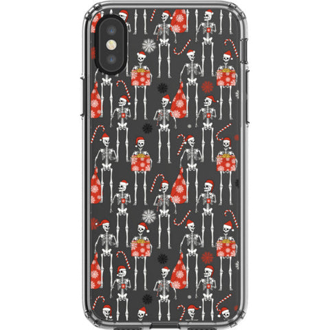 Christmas Skeletons Clear Phone Case