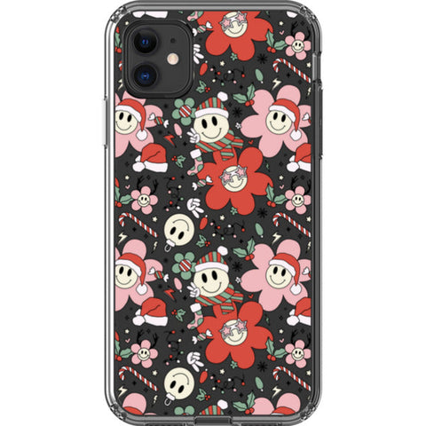 Christmas Smiley Face Clear Phone Case