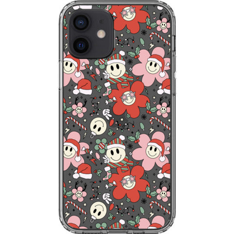 Christmas Smiley Face Clear Phone Case