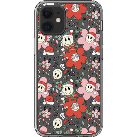 Christmas Smiley Face Clear Phone Case