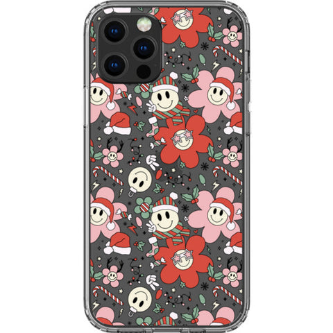 Christmas Smiley Face Clear Phone Case