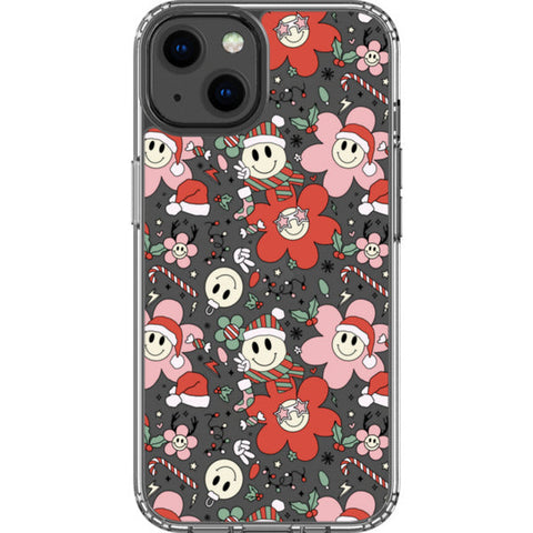 Christmas Smiley Face Clear Phone Case