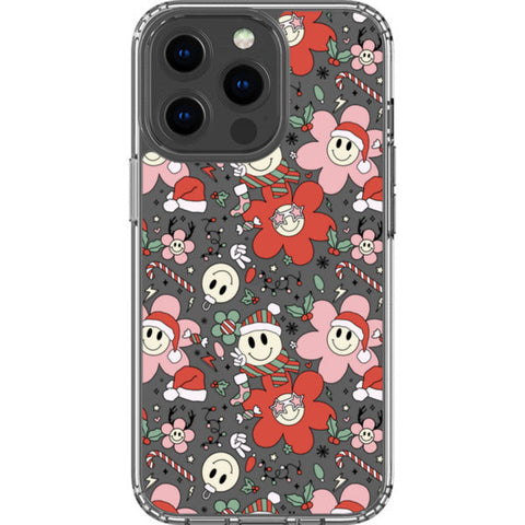 Christmas Smiley Face Clear Phone Case