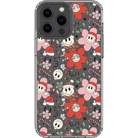 Christmas Smiley Face Clear Phone Case