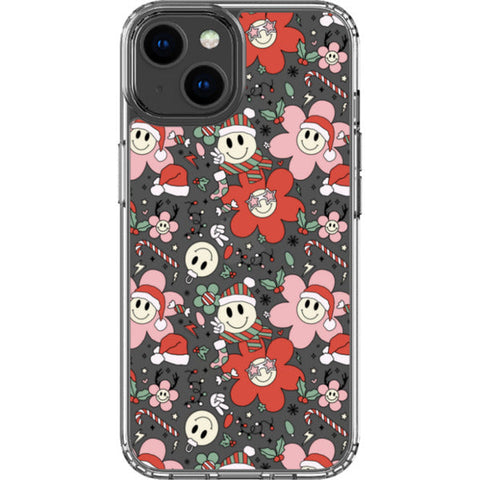 Christmas Smiley Face Clear Phone Case