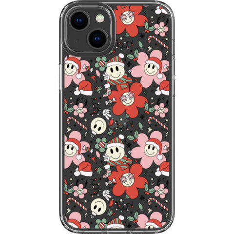 Christmas Smiley Face Clear Phone Case