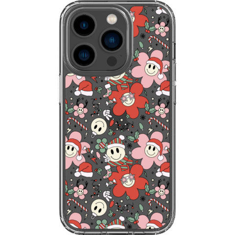 Christmas Smiley Face Clear Phone Case