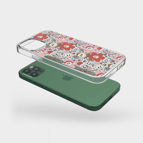 Aesthetic Christmas Smiley Phone Case For iPhone 14 Plus 13 Pro Max Mini 12 XR 7 8 Clear Phone Cover With Cute Design Galaxy S22 Case Feat