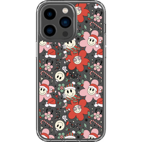 Christmas Smiley Face Clear Phone Case