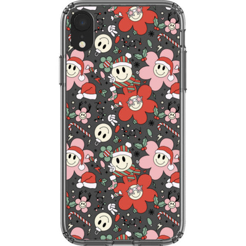 Christmas Smiley Face Clear Phone Case
