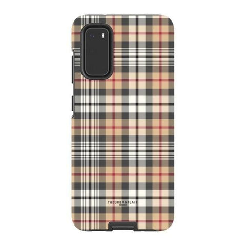 Galaxy S20 Satin (Semi-Matte) Classic Beige Plaid Tough Phone Case - The Urban Flair