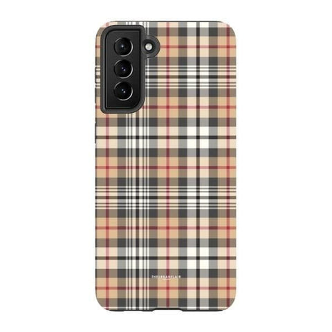 Galaxy S21 Plus Satin (Semi-Matte) Classic Beige Plaid Tough Phone Case - The Urban Flair