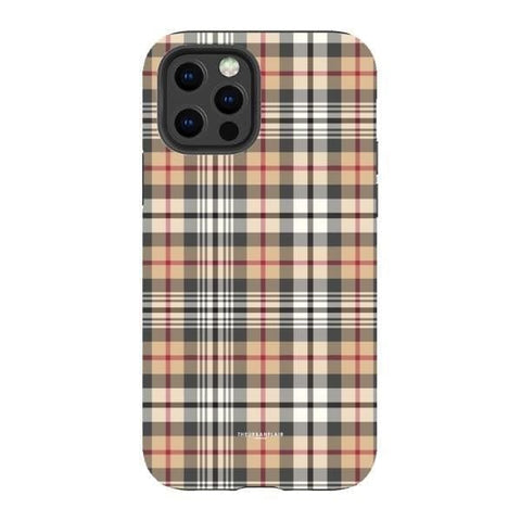 iPhone 12 Pro Satin (Semi-Matte) Classic Beige Plaid Tough Phone Case - The Urban Flair