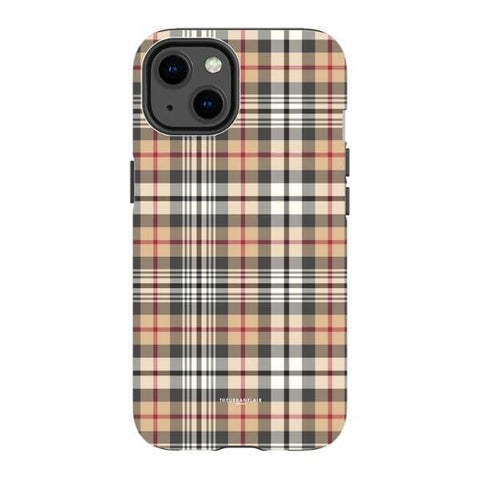 iPhone 13 Satin (Semi-Matte) Classic Beige Plaid Tough Phone Case - The Urban Flair