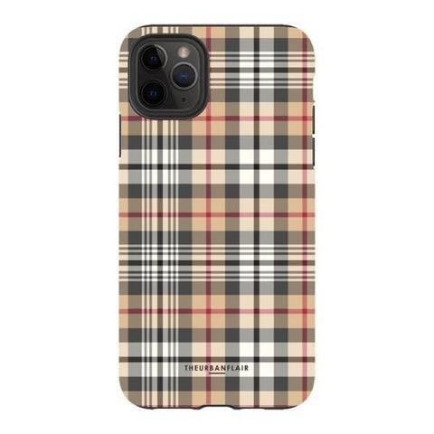 iPhone 13 Pro Max Satin (Semi-Matte) Classic Beige Plaid Tough Phone Case - The Urban Flair