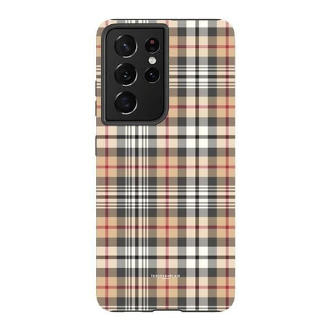 iPhone 13 Pro Max Satin (Semi-Matte) Classic Beige Plaid Tough Phone Case - The Urban Flair