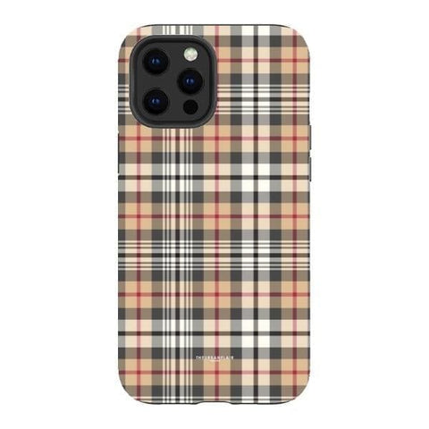 iPhone 13 Pro Max Satin (Semi-Matte) Classic Beige Plaid Tough Phone Case - The Urban Flair