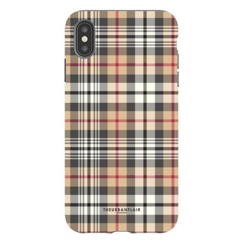 iPhone 13 Pro Max Satin (Semi-Matte) Classic Beige Plaid Tough Phone Case - The Urban Flair