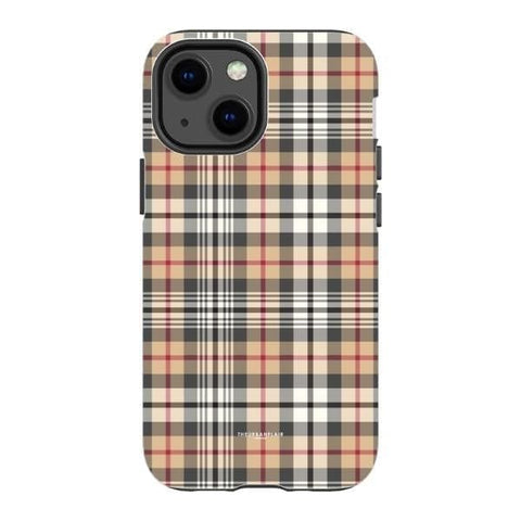 Classic Beige Tartan Tough Phone Case for your iPhone 13 Mini in a gorgeous Satin (Semi-Matte) finish! Free shipping for all US orders and a complementary LIFETIME warranty!