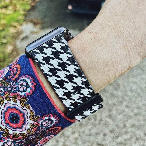 Shop The Classic Houndstooth Apple Watch Band Exclusively at The Urban Flair - Trendy Faux/Vegan Leather iWatch Straps - Affordable Replacements Bands For Women