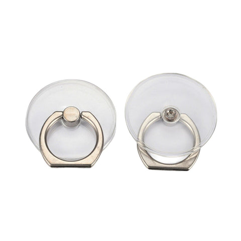 Plain Clear Circle Ring Grip Holder For iPhone or Galaxy 360 Phone Stand With Silver Ring