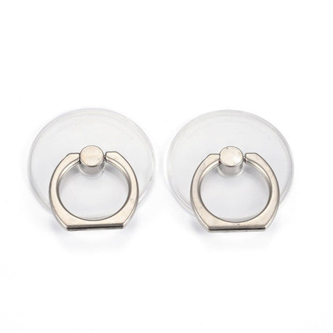 Plain Clear Circle Ring Grip Holder For iPhone or Galaxy 360 Phone Stand With Silver Ring