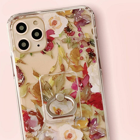 Plain Clear Ring Grip Holder For iPhone or Galaxy 360 Phone Stand With Silver Ring Feat