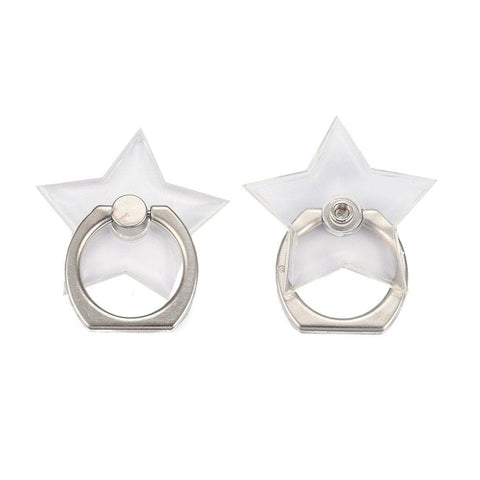 Plain Clear Star Shape Ring Grip Holder For iPhone or Galaxy 360 Phone Stand With Silver Ring