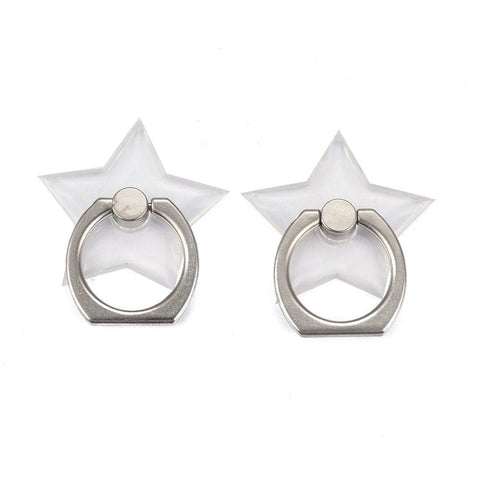 Plain Clear Star Shape Ring Grip Holder For iPhone or Galaxy 360 Phone Stand With Silver Ring