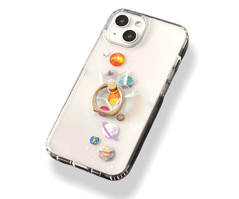 Plain Clear Star Shape Ring Grip Holder For iPhone or Galaxy 360 Phone Stand With Silver Ring Feat