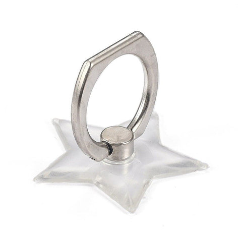 Plain Clear Star Shape Ring Grip Holder For iPhone or Galaxy 360 Phone Stand With Silver Ring
