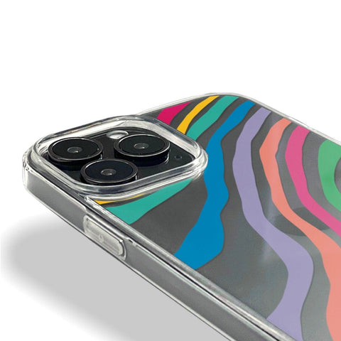 Colorful Abstract Lines Clear Case For iPhone 13 Pro Max 12 Mini 11 Pro XR 7 8 Plus SE 2022 Phone Case With Aesthetic Retro Design Feat