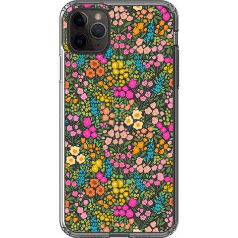 Colorful Flower Doodles Clear Phone Case