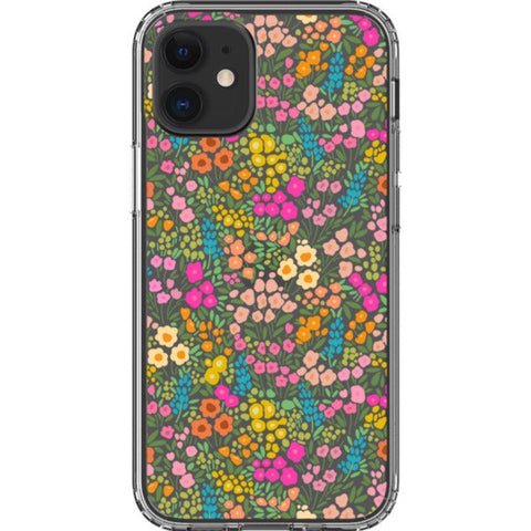 Colorful Flower Doodles Clear Phone Case