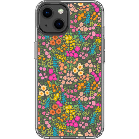 Colorful Flower Doodles Clear Phone Case