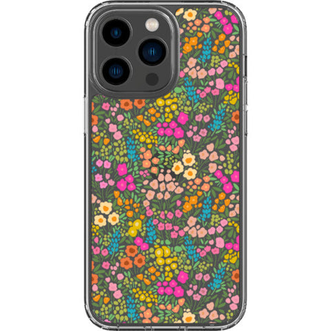 Colorful Flower Doodles Clear Phone Case