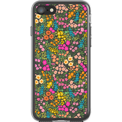 Colorful Flower Doodles Clear Phone Case