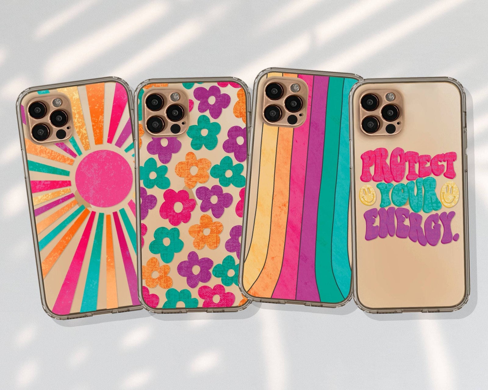 Colorful Retro Modern Clear Phone Cases for Apple iPhone 15 (& more!) The  Urban Flair