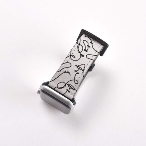 Shop The Continuous Line Art Faces Apple Watch Band Exclusively at The Urban Flair - Trendy Faux/Vegan Leather iWatch Straps - Affordable Replacements Bands For Women
