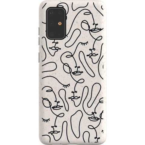 Galaxy S20 Plus Continuous Line Art Faces Biodegradable Phone Case - The Urban Flair