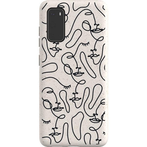 Galaxy S20 Continuous Line Art Faces Biodegradable Phone Case - The Urban Flair
