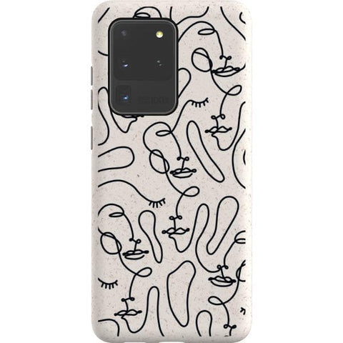 Galaxy S20 Ultra Continuous Line Art Faces Biodegradable Phone Case - The Urban Flair