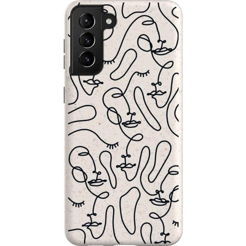 Galaxy S21 Plus Continuous Line Art Faces Biodegradable Phone Case - The Urban Flair