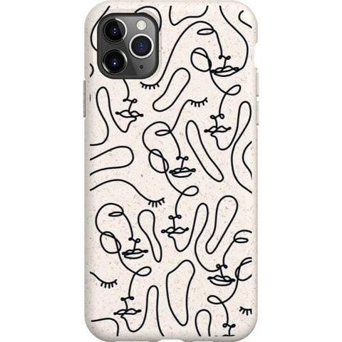 iPhone 11 Pro Max Continuous Line Art Faces Biodegradable Phone Case - The Urban Flair