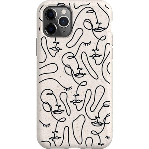 iPhone 11 Pro Continuous Line Art Faces Biodegradable Phone Case - The Urban Flair