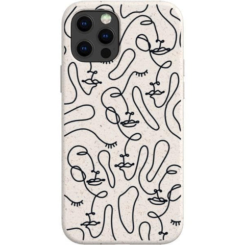iPhone 13 Pro Continuous Line Art Faces Biodegradable Phone Case - The Urban Flair