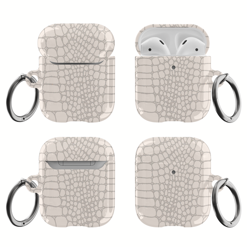 Shop The Cream Snakeskin Print Airpods Case Exclusively at The Urban Flair - Trendy Aesthetic Covers Available For Your Original Apple AirPods and AirPods Pro