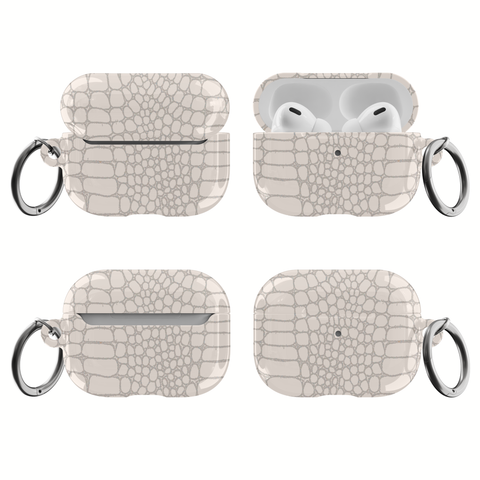 Shop The Cream Snakeskin Print Airpods Case Exclusively at The Urban Flair - Trendy Aesthetic Covers Available For Your Original Apple AirPods and AirPods Pro
