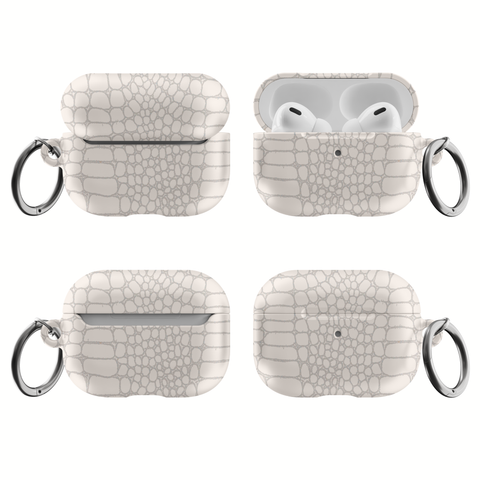 Shop The Cream Snakeskin Print Airpods Case Exclusively at The Urban Flair - Trendy Aesthetic Covers Available For Your Original Apple AirPods and AirPods Pro