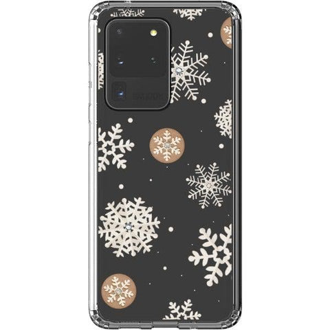Galaxy S20 Ultra Cream Snowflakes Clear Phone Case - The Urban Flair